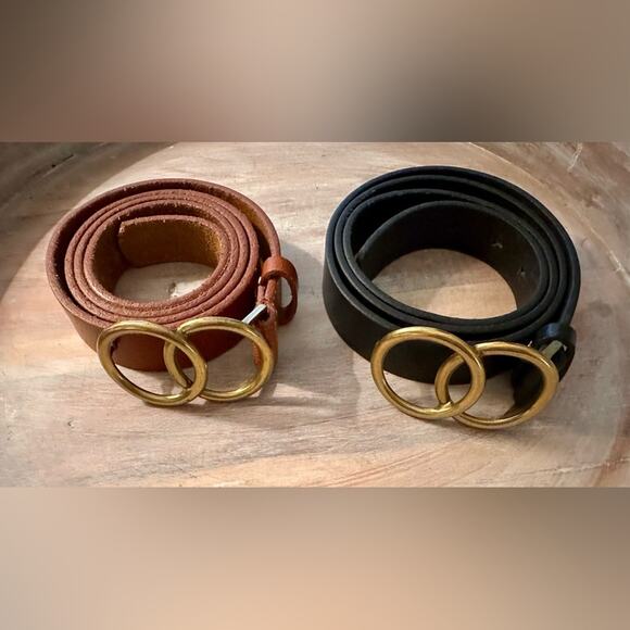 Most Wanted Women’s Double Circle Pin Hole Closure Belts. Cognac & Black XL BOTH - Picture 1 of 16